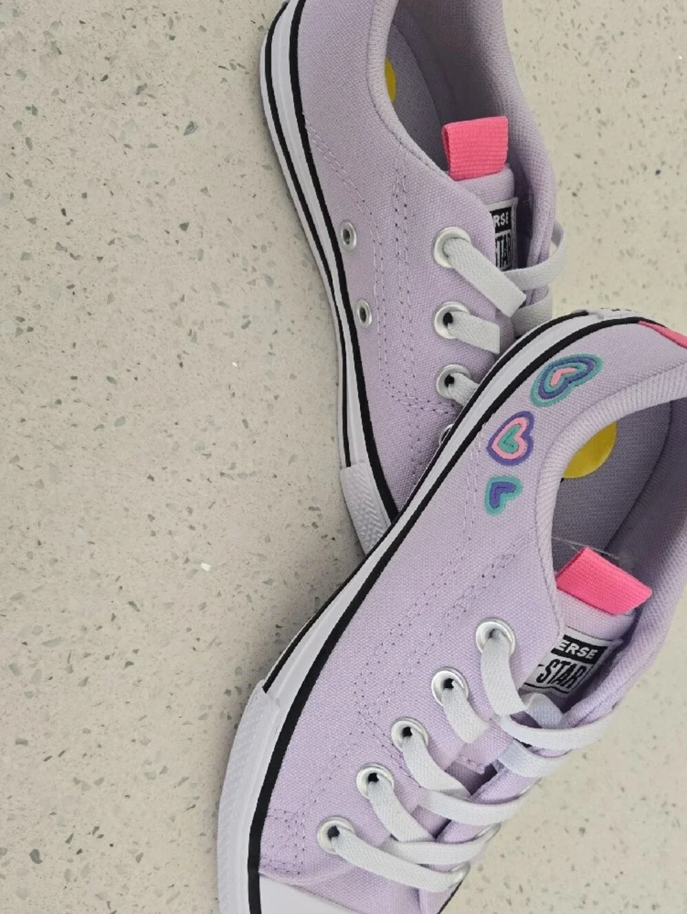 Converse Kids Lavender Low Top Sneakers with Pink Heel Tab